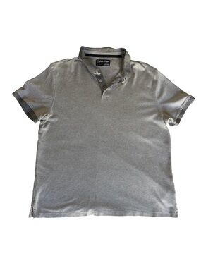 Calvin Klein Light Gray Men's Polo with Subtle Stripe